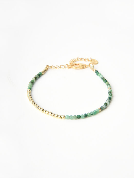 Emerald Bead Bracelet with gold vermeil beads