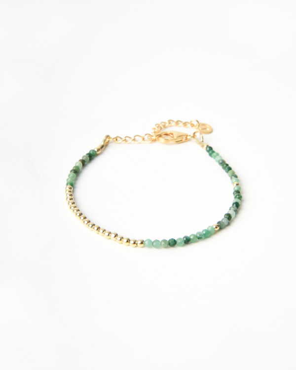 Emerald Bead Bracelet with gold vermeil beads