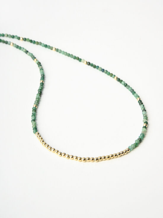 Dainty Beaded Emerald Necklace