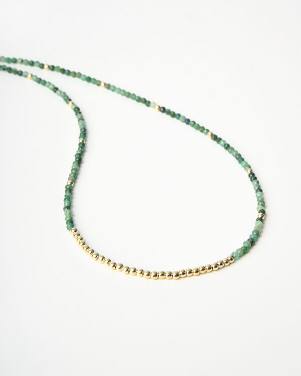 Dainty Beaded Emerald Necklace